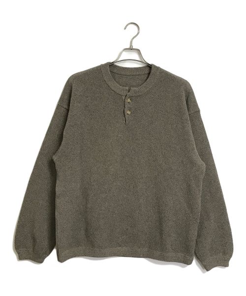 crepuscule（クレプスキュール）crepuscule (クレプスキュール) ヘンリーネックスウェット/Moss stitch henley neck ブラウン サイズ:Sの古着・服飾アイテム