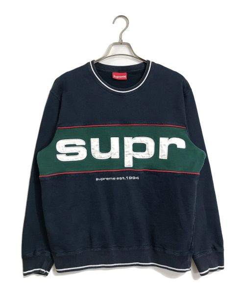 SUPREME（シュプリーム）SUPREME (シュプリーム) 19AW  pipingcrewneck   ネイビー×グリーン ネイビー×グリーン サイズ:Mの古着・服飾アイテム