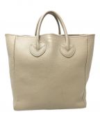 YOUNG & OLSEN The DRYGOODS STOREヤングアンドオルセン ザ ドライグッズストア）の古着「レザーハンドバッグ　　EMBOSSED LEATHER TOTE M」｜ベージュ