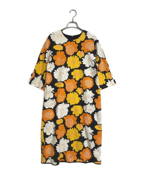 marimekko（マリメッコ）marimekko (マリメッコ) ワンピース PIENI PIONI CO/EL VEERKE DRESS ピエニピオ 小さい牡丹 オレンジ サイズ:XSの古着・服飾アイテム