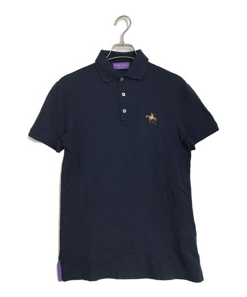 RALPH LAUREN Purple Label（ラルフ ローレン パープル レーベル）RALPH LAUREN PURPLE LABEL (ラルフ ローレン パープル レーベル) ポロシャツ　半袖　S/S  ワンポイント刺繍 ネイビー サイズ:XSの古着・服飾アイテム