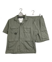 BURLAP OUTFITTER×URBAN RESEARCH DOORS（バーラップアウトフィッター×アーバンリサーチ ドアーズ）の古着「セットアップ 別注 SupplexNylon S/S SHIRTS SupplexNylon CARGO1/2  半袖シャツ　ハーフパンツ　カーゴパンツ  アウトドア　ミリタリー　ナイロン」｜オリーブ