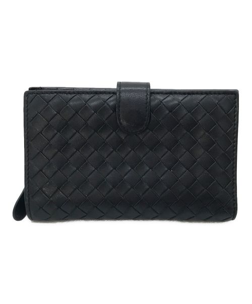 BOTTEGA VENETA（ボッテガベネタ）BOTTEGA VENETA (ボッテガベネタ) イントレチャート2つ折り財布 ネイビー サイズ:実寸参照の古着・服飾アイテム