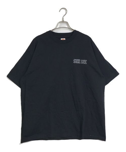 SEESEE（シーシー）SEESEE (シーシー) ロゴ刺繍Tシャツ /半袖カットソー /コットンTシャツ ブラック サイズ:Lの古着・服飾アイテム