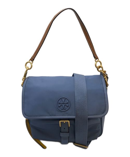 TORY BURCH（トリーバーチ）TORY BURCH (トリーバーチ) レザー切替ショルダーバッグ　ミニショルダー　 ブルー サイズ:実寸参照の古着・服飾アイテム