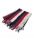 GUCCIグッチ）の古着「STRIPE SILK SCARF レーヨンシルクロゴスカーフ」｜トリコロールカラー