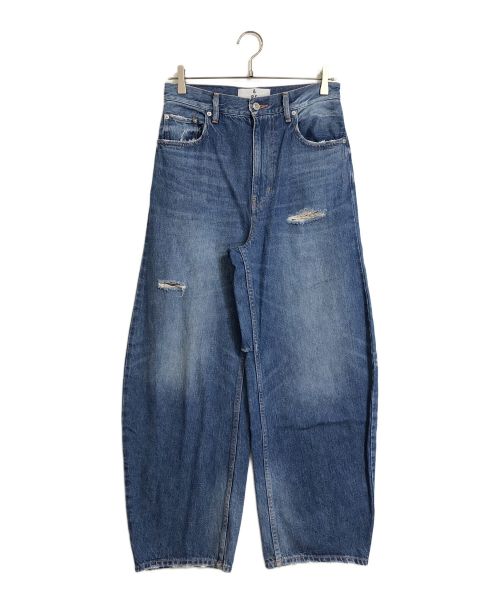 Curensology（カレンソロジー）Curensology (カレンソロジー) ダメージカーヴィーデニムパンツ　デニムパンツ　denim pants インディゴ サイズ:38の古着・服飾アイテム