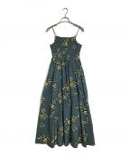 DELIYデリー）の古着「MARUGERITE PRINT LONG DRESS マーガレット柄ロングワンピース　ロングドレス　キャミソールワンピース　24年モデル」｜グリーン