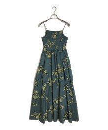 DELIY（デリー）の古着「MARUGERITE PRINT LONG DRESS マーガレット柄ロングワンピース　ロングドレス　キャミソールワンピース　24年モデル」｜グリーン