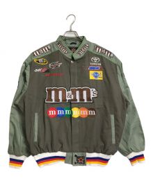 JH Design（ジェイエイチデザイン）の古着「【古着】M&MS 90’Sレーシングジャケット　90年代　企業ロゴ　刺繍ジャケット　Racing jacket」｜オリーブ