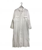 1er Arrondissementプルミエ アロンディスモン）の古着「リネンシャツワンピース　ロングワンピース　マキシワンピース　麻　linen shirt one-piece」｜ホワイト