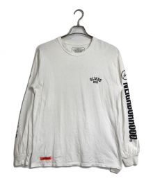 NEIGHBORHOOD×FRAGMENT DESIGN（ネイバーフッド×フラグメントデザイン）の古着「袖プリントロングスリーブカットソー SLUMBERS C TEE LS サンダーマーク 18AW」｜ホワイト