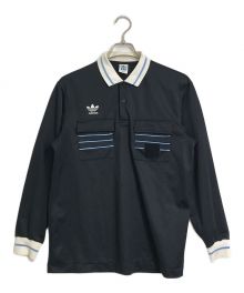 adidas（アディダス）の古着「90’Sトレフォイルロゴレフェリーポロシャツ　デサント期」｜ブラック×ブルー