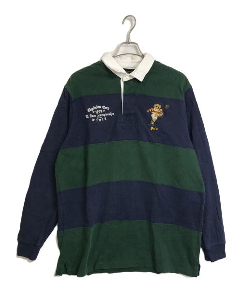 POLO RALPH LAUREN（ポロ・ラルフローレン）POLO RALPH LAUREN (ポロ・ラルフローレン) ポロベアラガーシャツ　ボーダー　ネイビー×グリーン ネイビー×グリーン サイズ:XLの古着・服飾アイテム