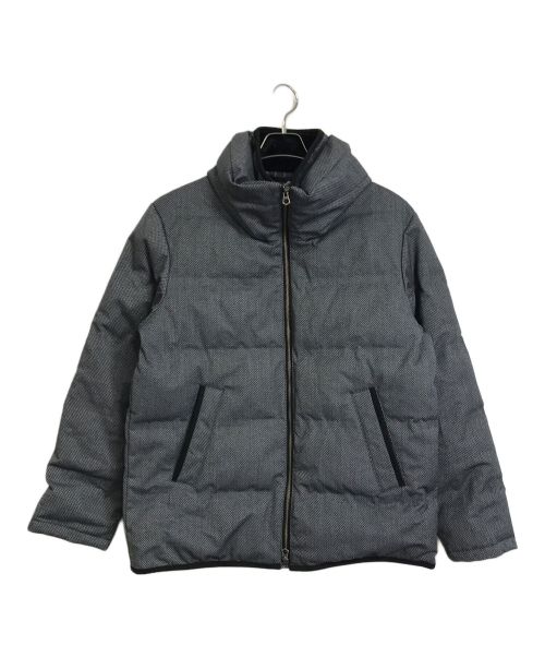 MEN'S BIGI（メンズビギ）MEN'S BIGI (メンズビギ) マイクロブロックチェックボリュームネックダウンブルゾン　ダウンジャケット ブラック×グレー サイズ:04の古着・服飾アイテム