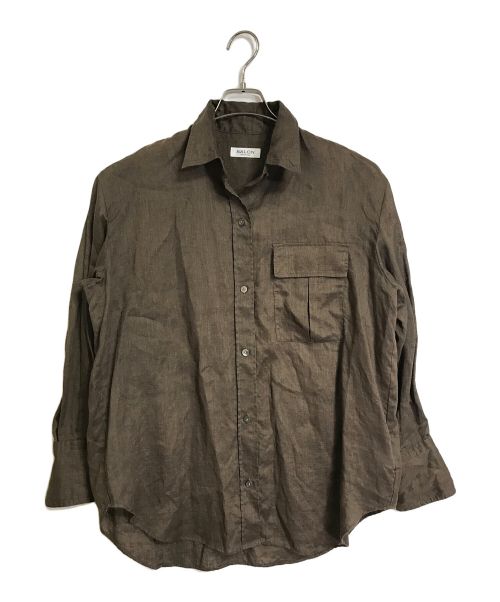 SALON adam et rope'（サロンアダムエロペ）SALON adam et rope' (サロンアダムエロペ) リネンシャツ　長袖シャツ　麻　L/S Linen Shirt ブラウン サイズ:FREEの古着・服飾アイテム