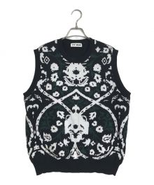 TTT MSW（ティー）の古着「Persia Knit Vest ペルシャニットベスト」｜ブラック×グリーン