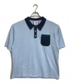 son of the cheese（サノバチーズ））の古着「Hand Stitch Polo Knit   BLUE  ハンドステッチポロシャツ　半袖　S/S」｜スカイブルー