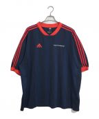 Gosha Rubchinskiy×adidasゴーシャラブチンスキー×アディダス）の古着「ゲームシャツ　ネイビー×レッド　ストライプ　3ライン」｜ネイビー×レッド