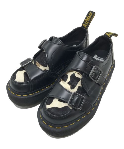 Dr.Martens（ドクターマーチン）Dr.Martens (ドクターマーチン) ハラコダブルモンクストラップシューズ 牛柄 カウ柄 ブラック サイズ:UK3の古着・服飾アイテム