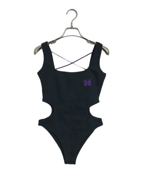 TW（トゥ）TW (トゥ) Needles (ニードルズ) 刺繍パピヨンサイドカットタンクトップボディースーツ Side Cut Rib Bodysuit ブラック サイズ:Sの古着・服飾アイテム