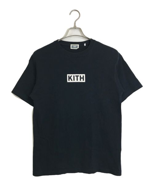 KITH（キス）KITH (キス) フロッキーボックスロゴＴシャツ  CLASSIC BOX LOGO TEE ネイビー サイズ:XSの古着・服飾アイテム