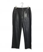 ok.soonオクスン）の古着「フェイクレザーパンツ fake leather straight pants」｜ブラック