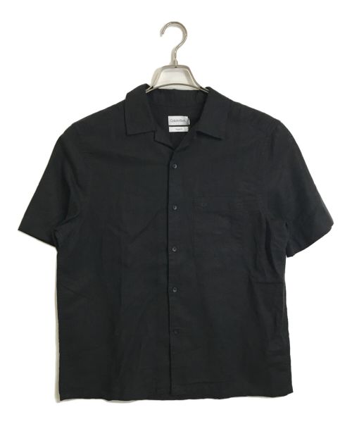 Calvin Klein（カルバンクライン）Calvin Klein (カルバンクライン) CKロゴ刺繍半袖シャツ LINEN COTTON CUBAN S/S SHIRT ブラック サイズ:S 未使用品の古着・服飾アイテム