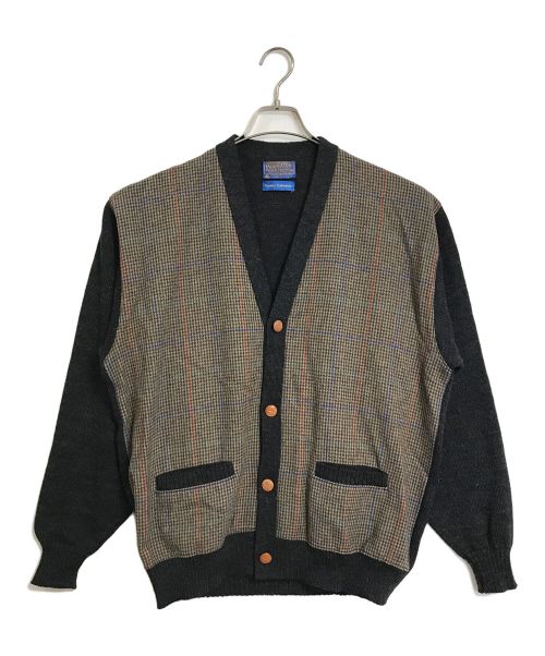 PENDLETON（ペンドルトン）PENDLETON (ペンドルトン) 【古着】カーディガン　ウールカーディガン　切替カーディガン　チェック　アメリカ製　70's-80's ブラウン サイズ:XLの古着・服飾アイテム