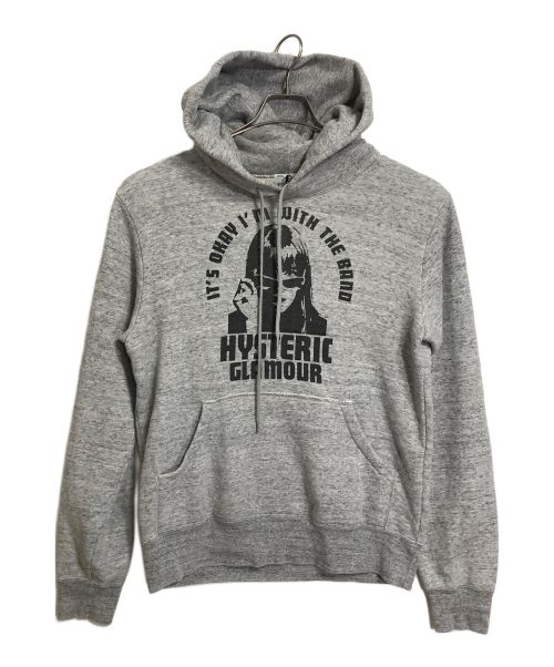 Hysteric Glamour（ヒステリックグラマー）Hysteric Glamour (ヒステリックグラマー) ガールプリント プルオーバー パーカー　フーディー グレー サイズ:Mの古着・服飾アイテム