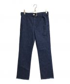 CULLNIクルニ）の古着「Straight Denim Pants with Long Belt ストレートデニムパンツ　ベルトデニムパンツ　ジーンズ　日本製」｜ブルー