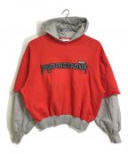 Gosha Rubchinskiyゴーシャラブチンスキー）の古着「ショートパーカー COMBO HOODED SWEATSHIRT フーディー　」｜レッド×グレー