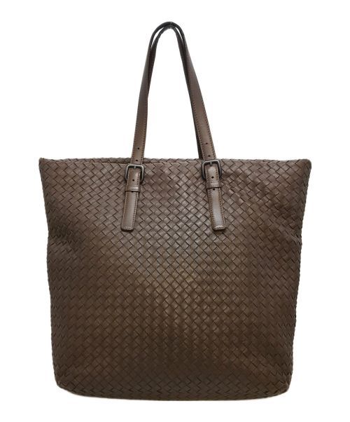 BOTTEGA VENETA（ボッテガベネタ）BOTTEGA VENETA (ボッテガベネタ) イントレチャートトートバッグ　レザーバッグ ブラウン サイズ:実寸参照の古着・服飾アイテム