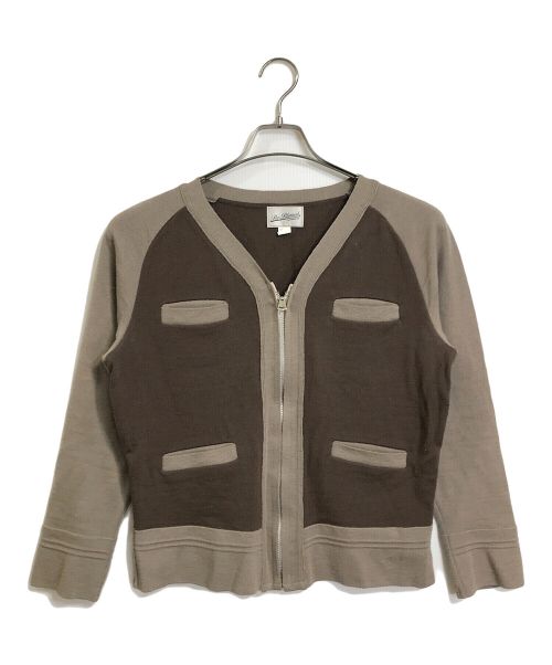 The Blurred CLOTHING（ブラードクロージング）The Blurred CLOTHING (ブラードクロージング) 2TONE CARDIGAN 2トーン ジップカーディガン　ウールカーディガン ベージュ サイズ:36の古着・服飾アイテム