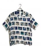 uniform experimentユニフォームエクスペリメント）の古着「FRAGMENT : ARAKI / SKYSCAPES S/S SHIRT 半袖シャツ　レーヨンシャツ　総柄　空　日本製　未使用品　」｜ホワイト×ブルー