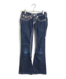 TRUE RELIGION（トゥルー レリジョン）の古着「ホワイトステッチフレアジーンズ　フレアパンツ　ローライズデニム　Y2K   JOEY SUPER T」｜インディゴ