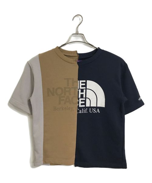 THE NORTHFACE PURPLELABEL（ザ・ノースフェイス パープルレーベル）THE NORTHFACE PURPLELABEL (ザ・ノースフェイス パープルレーベル) 半袖アシンメトリーTシャツ　S/S  日本製 ネイビー×ブラウン サイズ:Sの古着・服飾アイテム