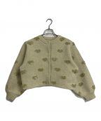 Ameriアメリ）の古着「HEART LAME KNIT CARDIGAN TOP ハートラメニットカーディガン　ショートカーディガン」｜ゴールド