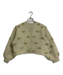 Ameri（アメリ）の古着「HEART LAME KNIT CARDIGAN TOP ハートラメニットカーディガン　ショートカーディガン」｜ゴールド