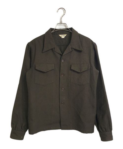 Blurred CLOTHING（ブラードクロージング）Blurred CLOTHING (ブラードクロージング) WOOL OPEN COLLAR SHIRTS ブラウン サイズ:14  1/2の古着・服飾アイテム