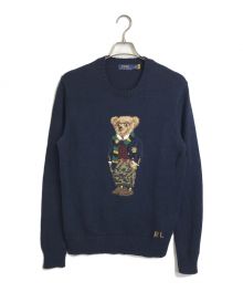 POLO RALPH LAUREN（ポロ・ラルフローレン）の古着「ポロベアコットンリネンニット」｜ネイビー