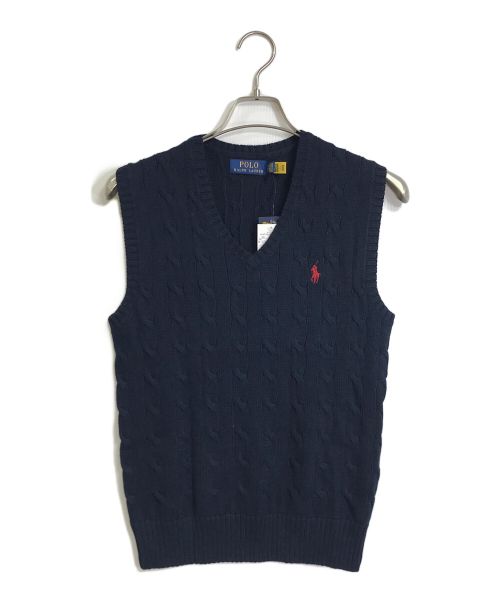 POLO RALPH LAUREN（ポロ・ラルフローレン）POLO RALPH LAUREN (ポロ・ラルフローレン) ケーブルニットベスト ネイビー サイズ:XS 未使用品の古着・服飾アイテム