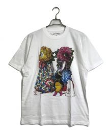 ボリス雑貨店（ポリスザッカテン）の古着「眼花たちとくろいねこ Tシャツ ヒグチユウコ」｜ホワイト