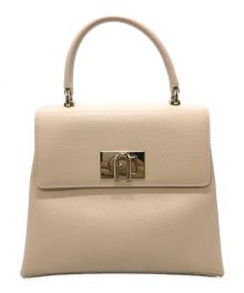 FURLA（フルラ）の古着「ターンロック ショルダー付 ハンドバッグ　FURLA フルラ　ベージュ　パステルピンク　B4L00」｜ベージュ