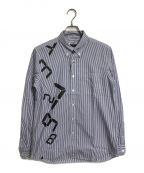 SOPHNET.ソフネット）の古着「TIME WATERFALL B.D SHIRT  タイムウォーターフォール　ボタンダウンシャツ　宮島達男 18AW　長袖シャツ　日本製」｜ブルー