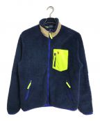 POLO RALPH LAURENポロ・ラルフローレン）の古着「ポニー刺繍ボアジャケット　フリースジャケット」｜ネイビー×イエロー