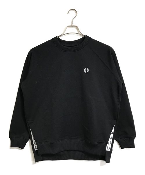 FRED PERRY（フレッドペリー）FRED PERRY (フレッドペリー) Taped Crew Neck Sweatshirt テープクルーネックスウェット　ワンポイント刺繍スウェット　長袖 ブラック サイズ:XSの古着・服飾アイテム