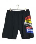 SUPREME×THRASHERシュプリーム×スラッシャー）の古着「ハーフパンツ マルチロゴスウェットショーツ 21AW Thrasher Multi Logo Sweat Short」｜ブラック