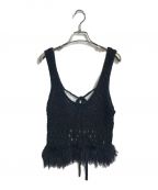 LEINWANDEラインヴァンド）の古着「Fringe Knit Tank Top ニットビスチェ」｜ブラック