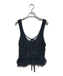 LEINWANDE（ラインヴァンド）の古着「Fringe Knit Tank Top ニットビスチェ」｜ブラック